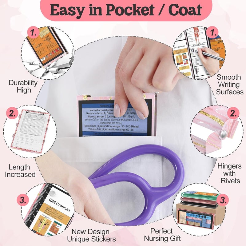 NECEG Nursing Clipboard Foldable, Nursing Medical Edition Cheat Sheets Aluminum 4 Layers Nurse Foldable Clipboard, Nursing Pocket Size Pen Clip Pocket Clipboard for Nurses Students School and Doctors - Image 3